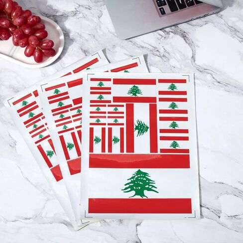 CANTENDO 3Pack Lebanon Flag Decal - Lebanese Flags Reflective Vinyl Car Stickers - for Car Window Bumper Waterproof Sticker (12 x 8.5 Inch) in Saudi Arabia