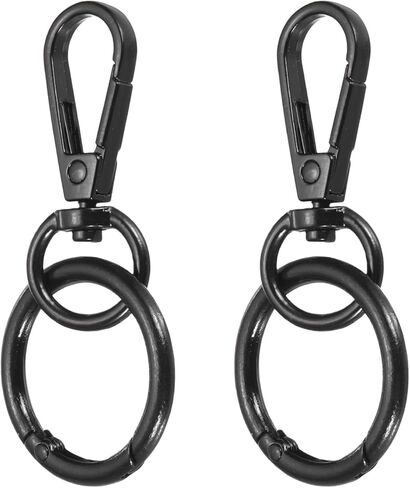 uxcell 2Pcs Swivel Clasp Clip, 2.8" Snap Hook with O Spring Ring Metal Double Opening Key Chain Clip Lobster Claw Clasps for DIY Crafts Bags Jewelry Lanyards, Black in Kuwait