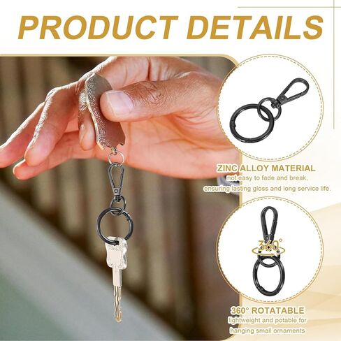 uxcell 2Pcs Swivel Clasp Clip, 2.8" Snap Hook with O Spring Ring Metal Double Opening Key Chain Clip Lobster Claw Clasps for DIY Crafts Bags Jewelry Lanyards, Black in Kuwait