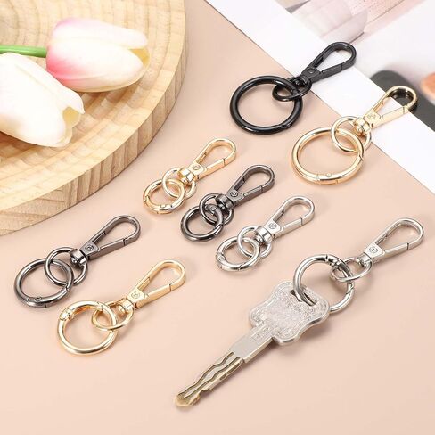 uxcell 2Pcs Swivel Clasp Clip, 2.8" Snap Hook with O Spring Ring Metal Double Opening Key Chain Clip Lobster Claw Clasps for DIY Crafts Bags Jewelry Lanyards, Black in Kuwait