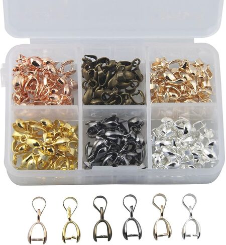 ALLinONE 1 Box 6 Colors Metal Pinch Clip Bail Clasp Pendant Connector for DIY Craft Jewelry Making (3x13mm 120pcs) in Kuwait