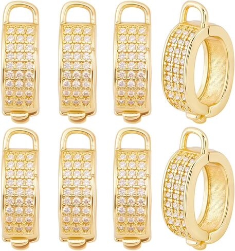 Beebeecraft 1 Box 10Pcs Cubic Zirconia Pendant Bails for Necklaces 18K Gold Plated Pinch Clip Bail Clasp Connector for Pendant Charm Connection in Kuwait