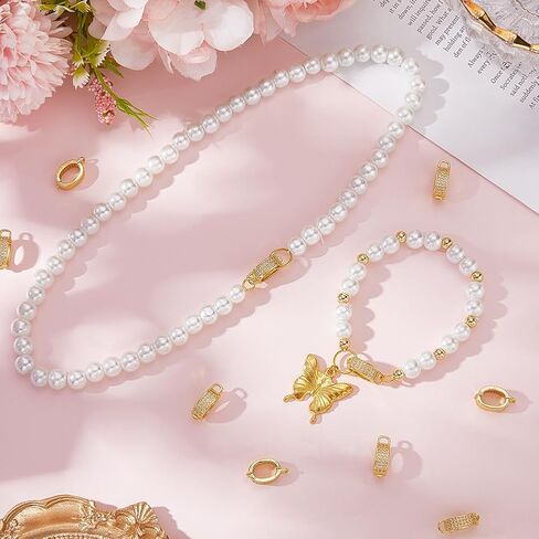 Beebeecraft 1 Box 10Pcs Cubic Zirconia Pendant Bails for Necklaces 18K Gold Plated Pinch Clip Bail Clasp Connector for Pendant Charm Connection in Kuwait