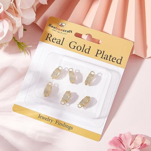Beebeecraft 1 Box 10Pcs Cubic Zirconia Pendant Bails for Necklaces 18K Gold Plated Pinch Clip Bail Clasp Connector for Pendant Charm Connection in Kuwait