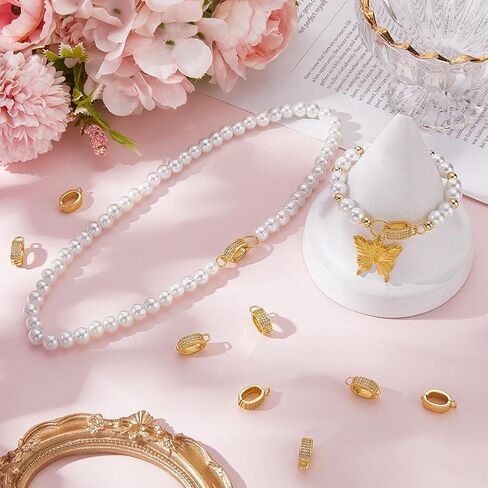 Beebeecraft 1 Box 10Pcs Cubic Zirconia Pendant Bails for Necklaces 18K Gold Plated Pinch Clip Bail Clasp Connector for Pendant Charm Connection in Kuwait