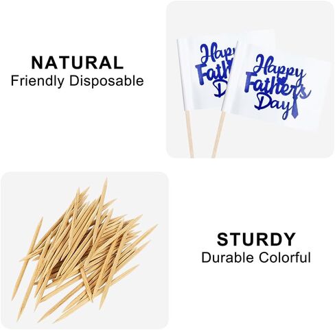 Blue Happy Father's Day Cupcake Topper Flags Banner Mini Small Best Super Dad with Moustache Love Father Toothpick Stick Flags Happy Father's Day Cake Party Theme Decorations(100Pcs) in Saudi Arabia