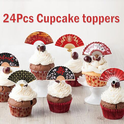 24 Pcs Hibachi Cupcake Toppers Hibachi Cake Decorations Hibachi Party Decorations Japanese Decorations Japanese Party Decorations Japanese Birthday Decorations in Kuwait