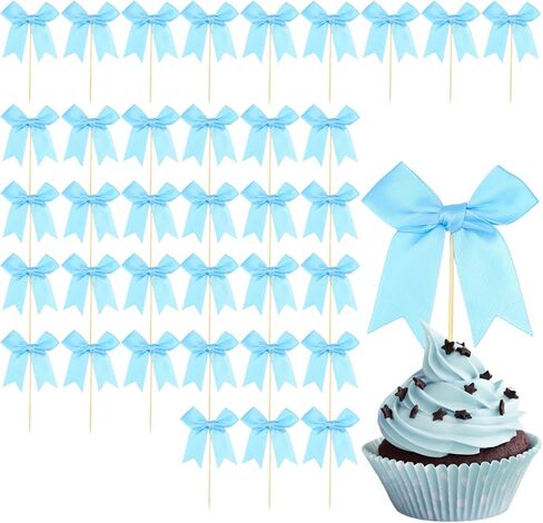 36PCS Blue Bow Cupcake Toppers, Bows Cupcake Picks Blue Ribbon Bow Cake Topper Bowknot Cake Topper Bowknot Birthday Party Decorations for Bridal Birthday Baby Shower Wedding Party Supplies in Kuwait