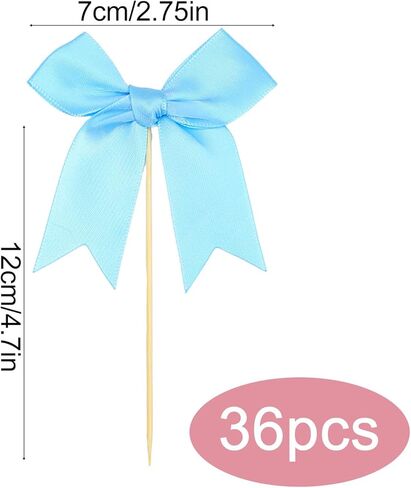 36PCS Blue Bow Cupcake Toppers, Bows Cupcake Picks Blue Ribbon Bow Cake Topper Bowknot Cake Topper Bowknot Birthday Party Decorations for Bridal Birthday Baby Shower Wedding Party Supplies in Kuwait
