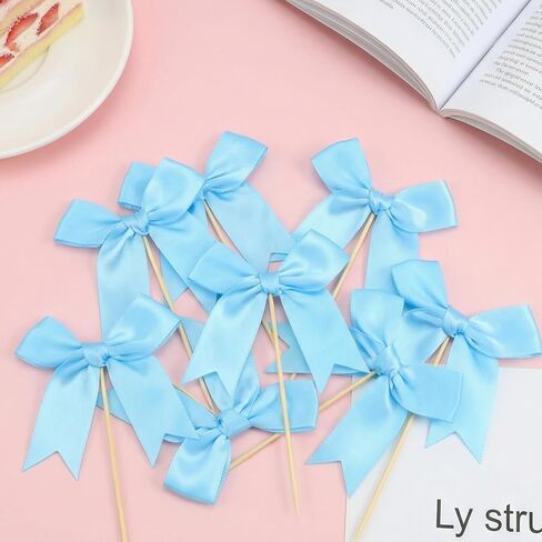 36PCS Blue Bow Cupcake Toppers, Bows Cupcake Picks Blue Ribbon Bow Cake Topper Bowknot Cake Topper Bowknot Birthday Party Decorations for Bridal Birthday Baby Shower Wedding Party Supplies in Kuwait