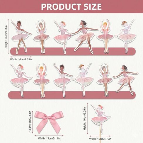 Ballerina Birthday Party Decorations, Pink Ballerina Cupcake Topper and Ballet Dancer Banner with Bow Garland, Party Supplies for Girls Birthday, Baby Shower, 37 Pcs Set in Saudi Arabia