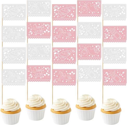 Mifoci 80 Pcs Cielito Lindo Baby Shower Cupcake Toppers Papel Picado Cake Toppers Mexican Fiesta Theme Party Decorations Supplies for Baby Shower Banquet Celebration Party Supplies Decor in Kuwait