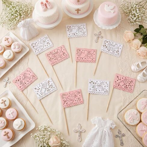 Mifoci 80 Pcs Cielito Lindo Baby Shower Cupcake Toppers Papel Picado Cake Toppers Mexican Fiesta Theme Party Decorations Supplies for Baby Shower Banquet Celebration Party Supplies Decor in Kuwait