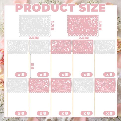 Mifoci 80 Pcs Cielito Lindo Baby Shower Cupcake Toppers Papel Picado Cake Toppers Mexican Fiesta Theme Party Decorations Supplies for Baby Shower Banquet Celebration Party Supplies Decor in Kuwait