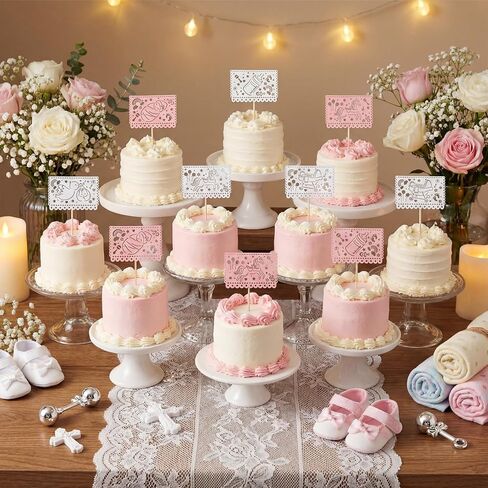 Mifoci 80 Pcs Cielito Lindo Baby Shower Cupcake Toppers Papel Picado Cake Toppers Mexican Fiesta Theme Party Decorations Supplies for Baby Shower Banquet Celebration Party Supplies Decor in Kuwait