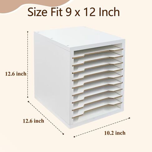 Novabright 9"x12" Construction Paper Organizer, 10-Tier Adjustable Scrapbook Paper Storage Organizer for A4/8.5"'x11 Wood Desktop Papersorter for Office Home School Papersorter for Cardstock Document in Saudi Arabia