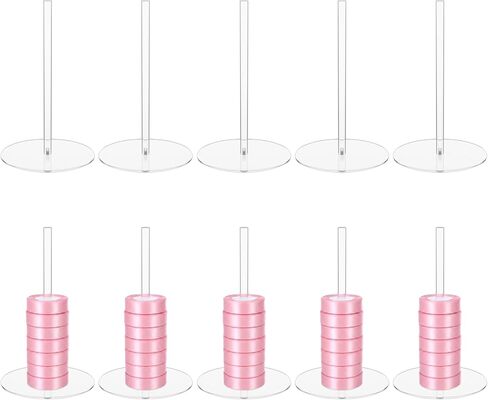 10pcs Clear Acrylic Ribbon Organizer Rack Holder for Large Rolls up to 100 Yards, Craft Storage for Sewing, Wrapping, Florist Arts, Gift, Crochet Thread & Mesh Tape in Saudi Arabia