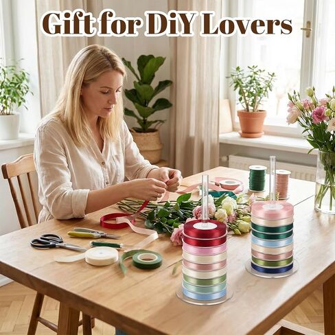 10pcs Clear Acrylic Ribbon Organizer Rack Holder for Large Rolls up to 100 Yards, Craft Storage for Sewing, Wrapping, Florist Arts, Gift, Crochet Thread & Mesh Tape in Saudi Arabia
