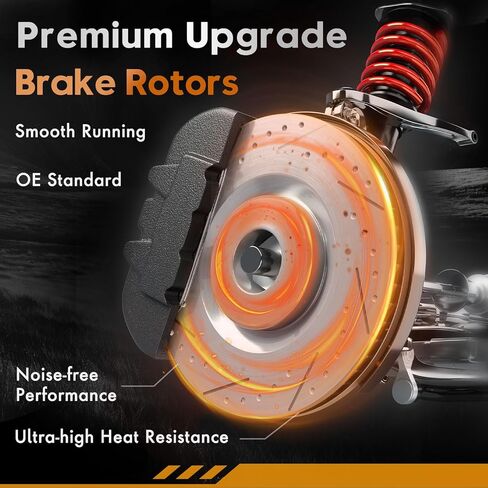 مكابح ودوارات Betthand مناسبة لـ 2008-2013 Nissan Rogue، 2014-2015 Rogue Select، 2.5L L4، 11.65 بوصة + 11.49 بوصة دوارات هندسية ومنصات سيراميك، فتحات تهوية محفورة: 980637+980113، 31512+31349 in Kuwait