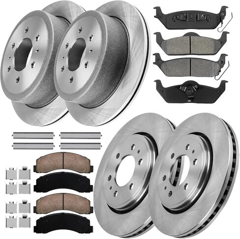 Front and Rear Brake Kit Replacement for 2010 2011 Ford F-150, Disc Brakes Rotors and Ceramic Pads, Front 13.78" and Rear 13.66", 54111 1012 54153 1414 in Kuwait