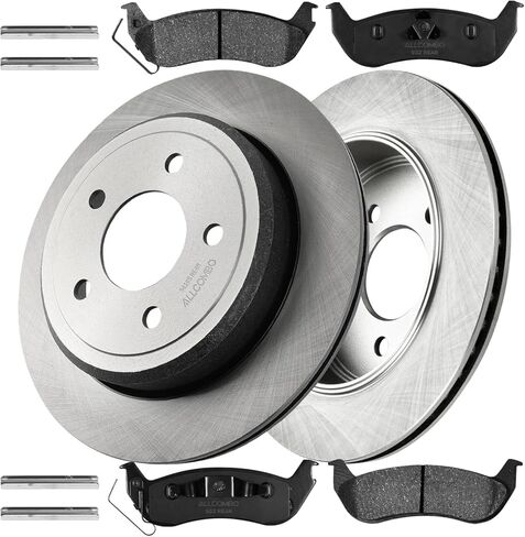 مجموعة فرامل خلفية ALLCOMBO 11.61 بوصة لـ 2003 2004 2005 2006 2007 2008 2009 2010 2011 Ford Crown Victoria Mercury Grand Marquis, 2003 2004 Marauder الفرامل والدوارات، استبدال وسادات الفرامل والدوارات in Kuwait