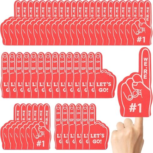 48 Pcs Mini Foam Fingers, We're #1 Sport Fan Foam Finger for Sports Hand Themed Party, Foam Hand Fingers Cheerleader Gifts for Basketball Baseball Soccer Football Sporting Event (6 Colors) in Kuwait