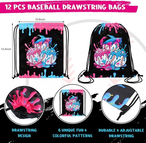 Tudomro 60 Pcs Ice Cream Drip Baseball Party Favor Include Ice Cream Drip Drawstring Goodie Bags Keychains Slap Bracelets Baseball Stress Balls Bracelets for Summer Sport Team Party Supplies(Black) in Saudi Arabia