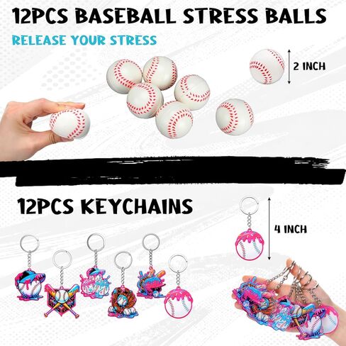 Tudomro 60 Pcs Ice Cream Drip Baseball Party Favor Include Ice Cream Drip Drawstring Goodie Bags Keychains Slap Bracelets Baseball Stress Balls Bracelets for Summer Sport Team Party Supplies(Black) in Saudi Arabia