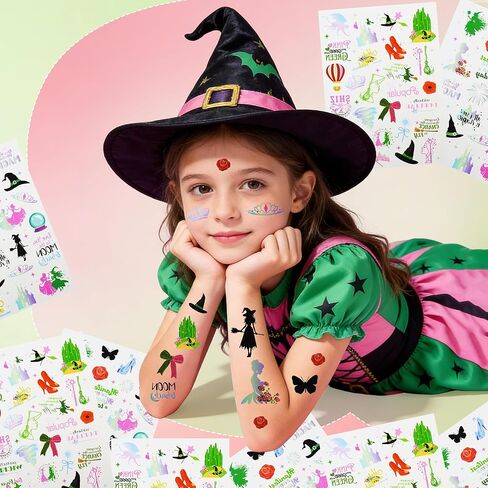 48Pcs Pink and Green Witch Party Favors, Witch Birthday Decorations, Ballpoint Pens, Notebooks, Temporary Tattoo Stickers, Classroom Rewards Student Birthday Gifts Party Supplies in Saudi Arabia
