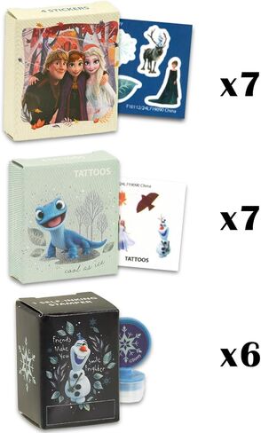Disney Frozen Party Favors for 20 Guests Bundle ~ 20 Pieces Frozen Favor Boxes with Stickers, Tattoos and Stampers for Kids Birthday Party | Disney Frozen Party Supplies and Decorations Combo Pack in Kuwait