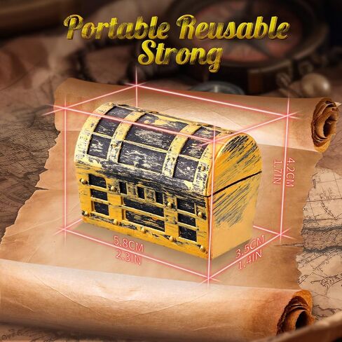 Thyle 100 Pcs Halloween Mini Plastic Pirate Treasure Chests with a Gold Finish Vintage Pirate Jewelry Box for Adults Birthday Halloween Party Favors Supplies(2.3 Inches) in Kuwait
