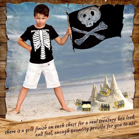 Thyle 100 Pcs Halloween Mini Plastic Pirate Treasure Chests with a Gold Finish Vintage Pirate Jewelry Box for Adults Birthday Halloween Party Favors Supplies(2.3 Inches) in Kuwait