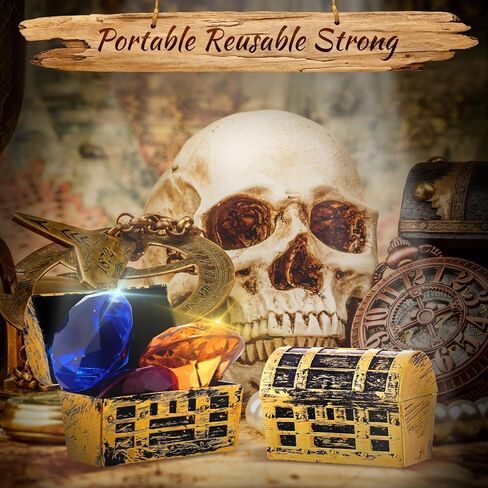 Thyle 100 Pcs Halloween Mini Plastic Pirate Treasure Chests with a Gold Finish Vintage Pirate Jewelry Box for Adults Birthday Halloween Party Favors Supplies(2.3 Inches) in Kuwait