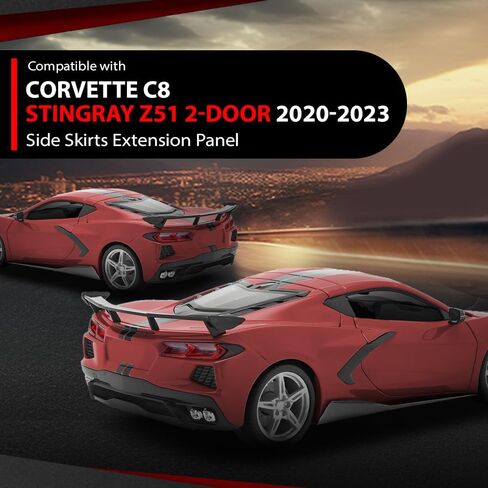 Side Skirts Extension Lip Splitter Compatible with Chevy Corvette C8 Stingray Z51 2-Door 2020-2023 Carbon Fiber Style in Kuwait