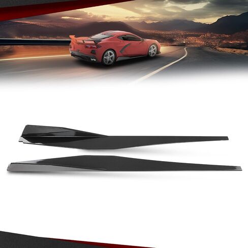 Side Skirts Extension Lip Splitter Compatible with Chevy Corvette C8 Stingray Z51 2-Door 2020-2023 Carbon Fiber Style in Kuwait