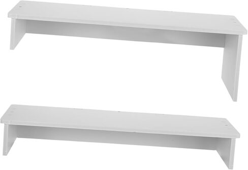 Dual Tier Monitor Stand Riser for PC and Laptop, Large Wooden Desk Shelf with Storage, Computer Screen Riser for Home Office Workspace Organization in Saudi Arabia