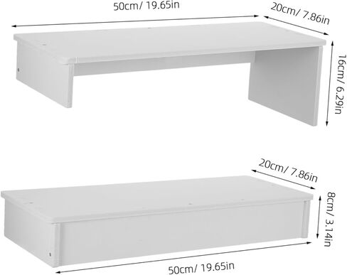 Dual Tier Monitor Stand Riser for PC and Laptop, Large Wooden Desk Shelf with Storage, Computer Screen Riser for Home Office Workspace Organization in Saudi Arabia