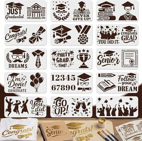 2026 Graduations Cookie Stencil for Beginner DIY Crafts Wall Canvas Paper Fabric Baking Party Decor (16) in Saudi Arabia