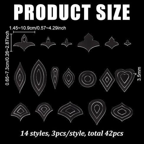 BENECREAT Acrylic Mandala Stencils Set, 14Pcs 14 Styles Clear Acrylic Geometric Template Kit, Dot Drawing Tools for Mandala Patterns, Art Craft and DIY Projects in Saudi Arabia