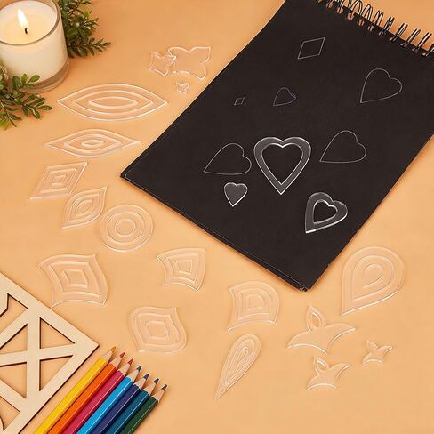 BENECREAT Acrylic Mandala Stencils Set, 14Pcs 14 Styles Clear Acrylic Geometric Template Kit, Dot Drawing Tools for Mandala Patterns, Art Craft and DIY Projects in Saudi Arabia