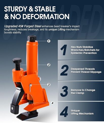 Manual Tire Bead Breaker, 38"-42" Tires Changer Tool with Rubber Pad, Protect Aluminum Alloy Hubs, Easy-Operated Tire Repair Tool for Car, Truck, Tractor, Mower ATV RV Orange in Saudi Arabia