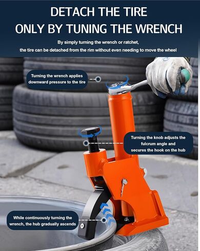 Manual Tire Bead Breaker, 38"-42" Tires Changer Tool with Rubber Pad, Protect Aluminum Alloy Hubs, Easy-Operated Tire Repair Tool for Car, Truck, Tractor, Mower ATV RV Orange in Saudi Arabia