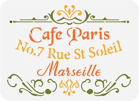 FINGERINSPIRE Classic Cafe Paris Painting Stencils 11.7x8.3 inch Plastic French Stencils Drawing Templates DIY Old French Home Decor for Painting on Wood, Canvas, Tiles, Floor, Wall in Kuwait
