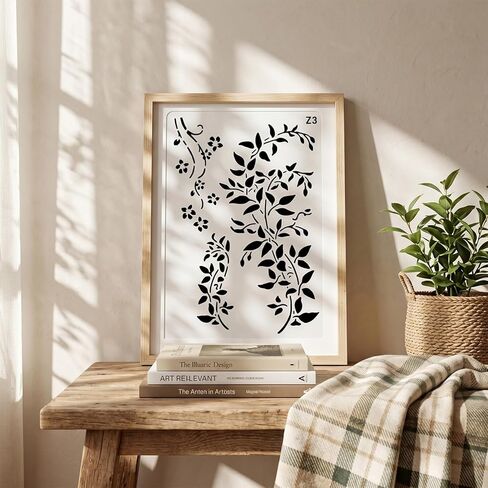 Amabro 2 Pack Large Vine Wall Stencils, Reusable Flower Stencils Crafts Templates Branches Layering Leaf Leaves Stencil Decorations for Drawing Painting on Wood Furniture Canvas Card Making(10" x 7") in Kuwait