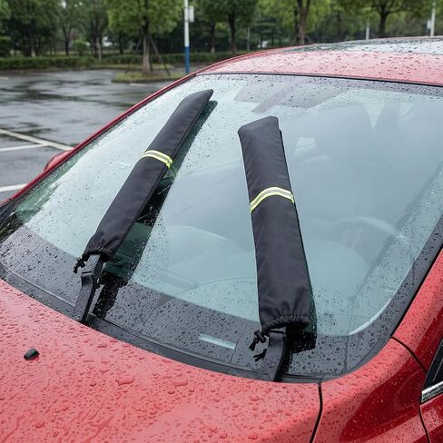 2Pcs Wiper Blade Protectors, 26.4x3.9in Black Windshield Wiper Covers with Fluorescent Reflective Strip Waterproof Rain and Bird Droppings Windshield Cover for Car Truck in Kuwait
