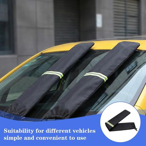 2Pcs Wiper Blade Protectors, 26.4x3.9in Black Windshield Wiper Covers with Fluorescent Reflective Strip Waterproof Rain and Bird Droppings Windshield Cover for Car Truck in Kuwait