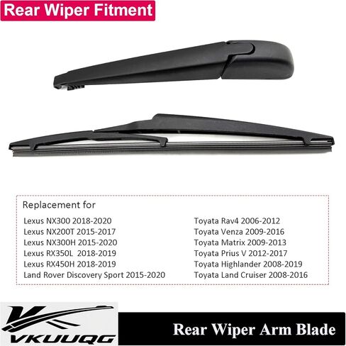 Rear Windshield Wiper Blade Arm Kit Replacement for Land Rover Discovery Sport, Lexus NX200T, NX300, NX300H, RX350L, RX450H, Toyota Highlander, Prius V, Matrix, RAV4, Land Cruiser, Venza in Saudi Arabia