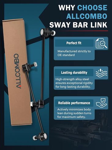 ALLCOMBO Sway Bar Link Front لـ 2012 2013 2014 Ford Focus، لـ Ford C-Max Escape Transit Connect، Mazda 3 Sport، فولفو S80 XC60 XC70 C30 مجموعة وصلات نهاية شريط التثبيت الأمامي، استبدال K750554 in Kuwait