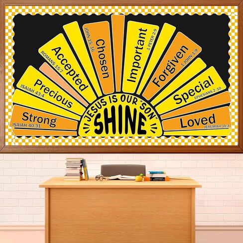 Summer Religious Christian Bulletin Board Decoration Set Summer Shine Classroom Bulletin Board Sun Religious Positive Paper Cutouts for Sunday School Church Wall School Teachers Home Supplies in Saudi Arabia