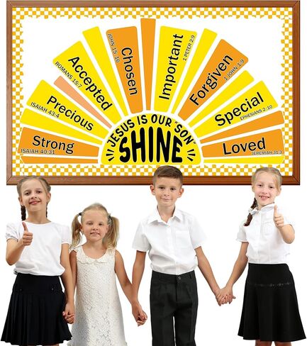 Summer Religious Christian Bulletin Board Decoration Set Summer Shine Classroom Bulletin Board Sun Religious Positive Paper Cutouts for Sunday School Church Wall School Teachers Home Supplies in Saudi Arabia